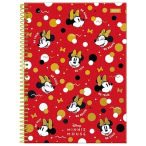 Caderno Minnie Mouse Disney Espiral 1 Matéria 80F Escolar