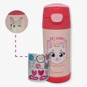Garrafa Térmica Infantil Adesivo Eu Amo Gatos - Zonacriativa