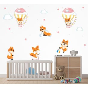 Adesivo De Parede Infantil Raposa Cute No Balão Raposinha