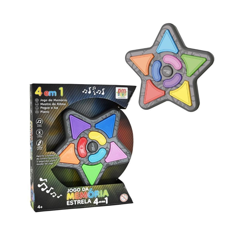 Jogo Da Memoria Genius Estrela 4 Em 1 Com Luz E Som Dm Toys