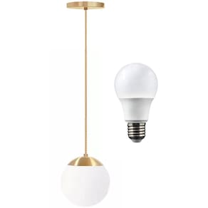 Luminária Lustre Pendente 215Cm Jabuticaba Globo Vidro 15Cm