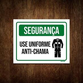 Placa De Sinalização Segurança Use Uniforme Anti-Chama 36X46