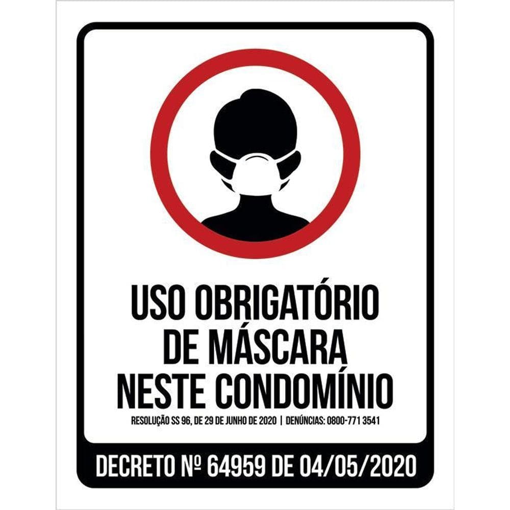 Placa Uso Obrigatório Máscara Proteção Condomínio 36X46