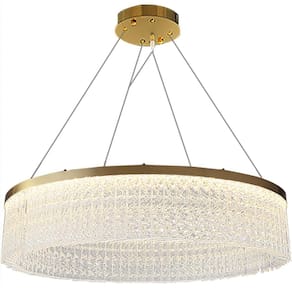 Lustre Redondo 136Cm X 80Cm Led 80 Cristais 3 Cores
