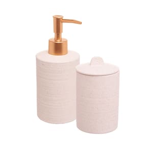Conjunto Banheiro Cerâmica 2 Peças Sand Dispenser E Algodão