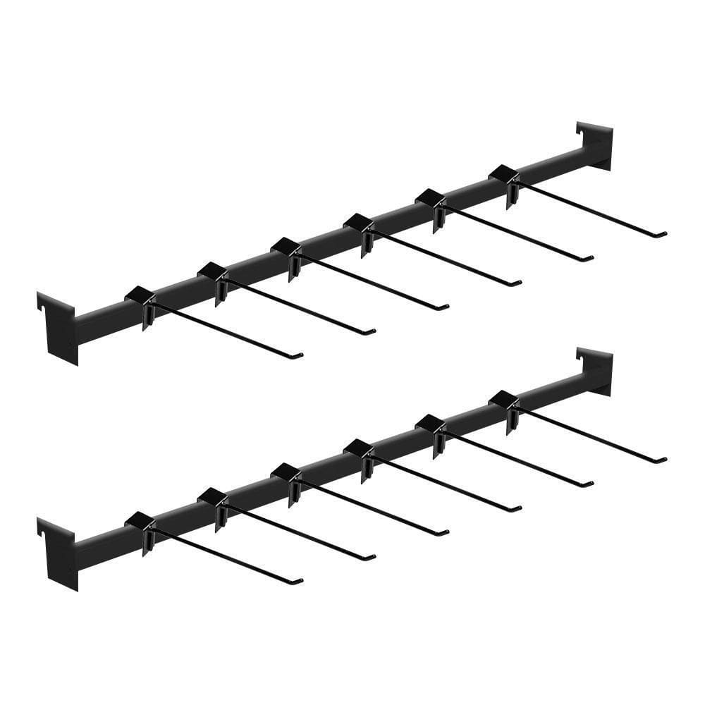 2 Réguas De Gondola 91Cm + 12 Ganchos Simples Preto New Plus