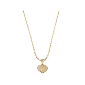Colar Cartier 50Cm Coração Branco Letra H Banhado Ouro 18K
