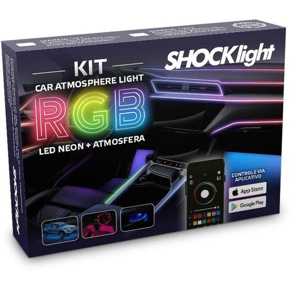 Kit Led Atmosfera Nano Rgb Painel Neon 14X1 12V Shocklight