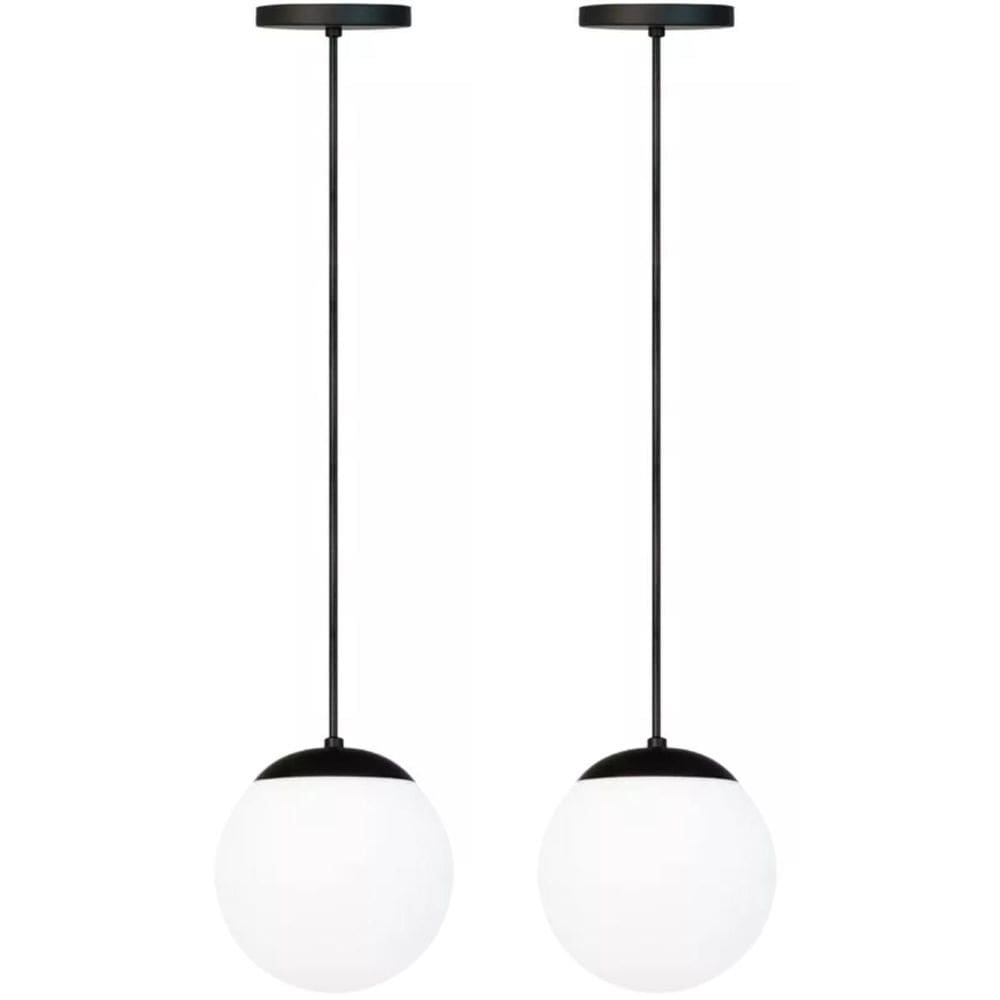2 X Luminárias Lustre Pendente 2M Jabuticaba Globo Vidro