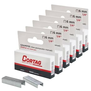 Kit 6000 Grampo 6Mm 1/4`` Grampeador Pinador Manual Cortag