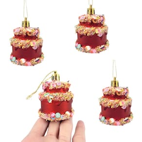 Kit 4 Bola De Natal Candy Gingerbread 6Cm Para Árvore Luxo