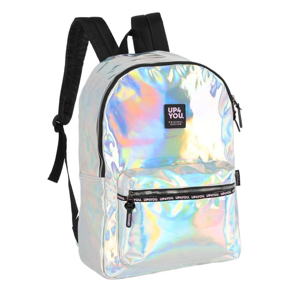 Mochila Costas 18 Juvenil Holográfica Prata Up4You Luxcel