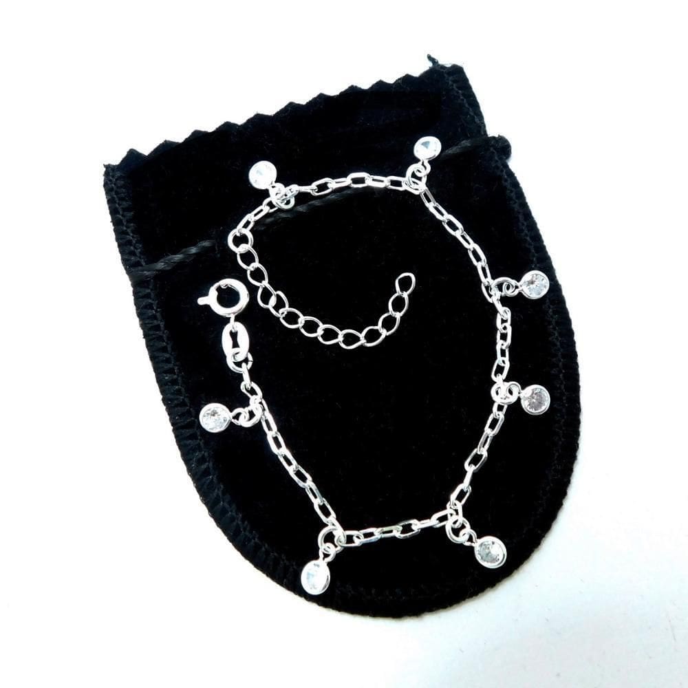 Pulseira Feminina 15/19Cm 1Mm Zircônia Banhada Prata Pl516