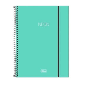 Caderno Neon Azul Turquesa Capa Dura 1 Matéria 80 Folhas