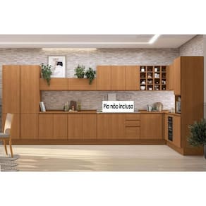 Cozinha Completa Ciela 22 Peças (5Aéreos+6Balcões+3Paneleiros+8Complementos) C22P82 Canela - Kappesberg