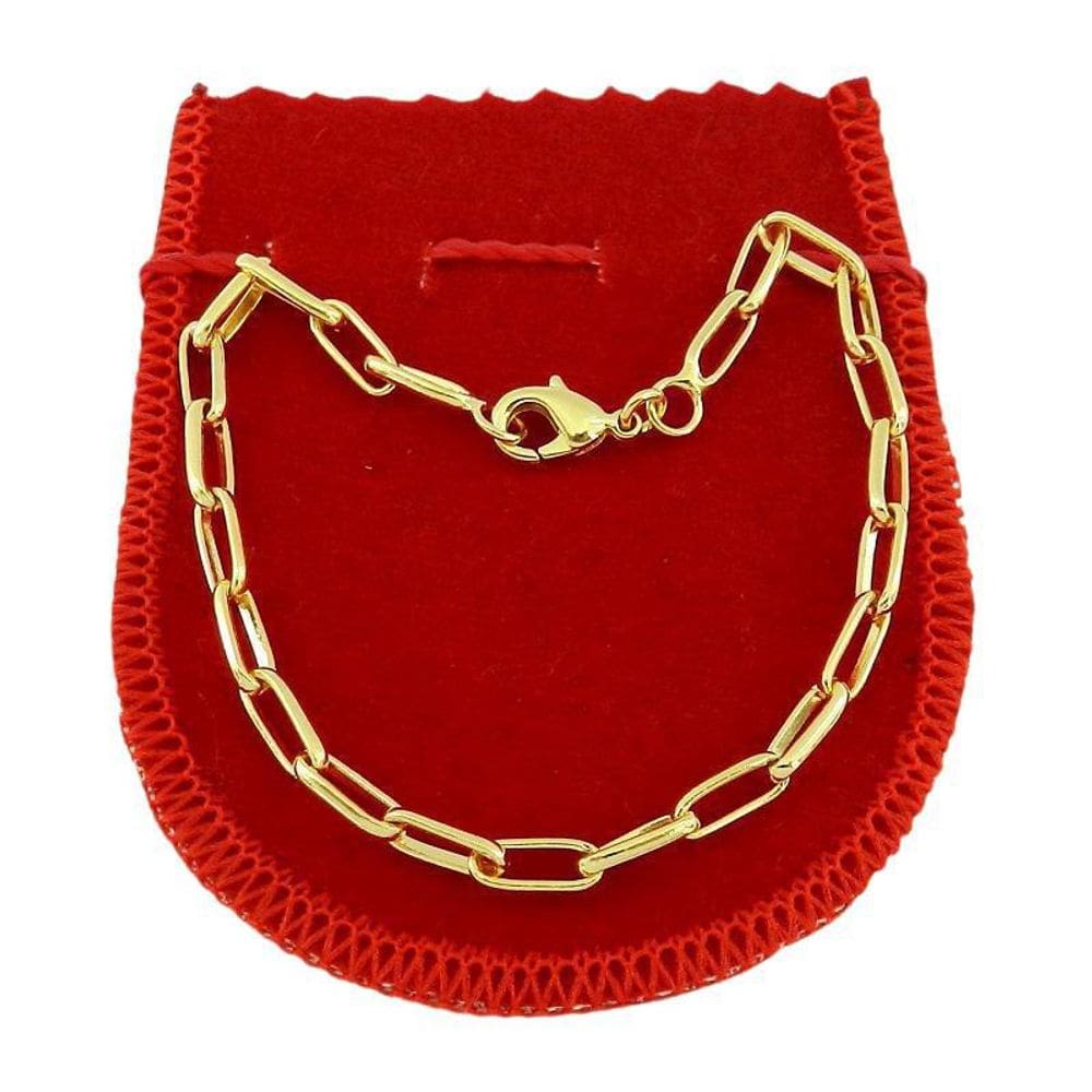 Pulseira Masculina 20Cm 4Mm Largura Folheado Ouro Pl287
