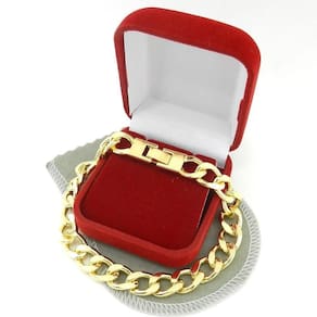 Pulseira Masculina 22Cm 1Cm Largura Folheada Ouro Pl207