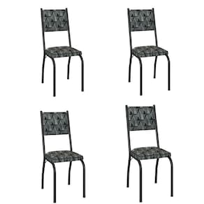 Conjunto Com 4 Cadeiras Tubular Diana Preto Fosco Assento Mosaico Artefamol Preto Fosc