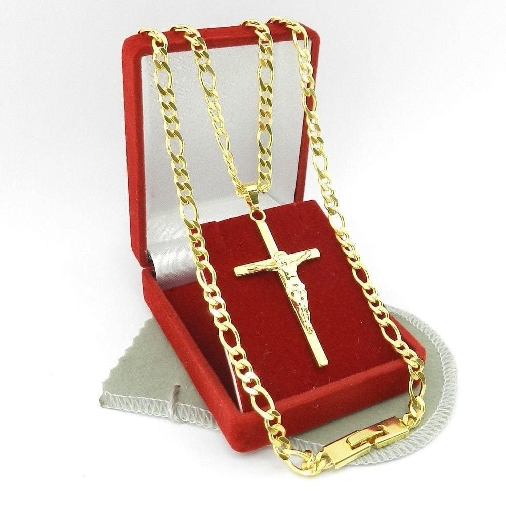 Corrente Masculina 60Cm 5Mm Cruz Folheado Ouro Cr345