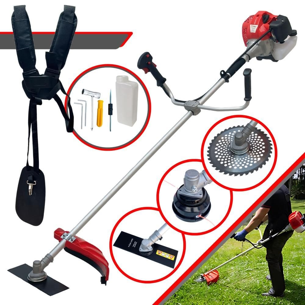 Roçadeira Profissional Anmax CG430P TB À Gasolina 2T 43cc 2HP 9.000rpm 3 Em 1 Com Carretel de Nylon, Lâmina 2 Pontas + Lâmina Disco 40 Dentes Vídea