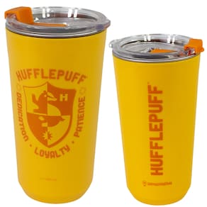 Copo Lufa-Lufa Hufflepuff Amarelo Térmico Quente Gelado 500ml Com Tampa Oficial Harry Potter
