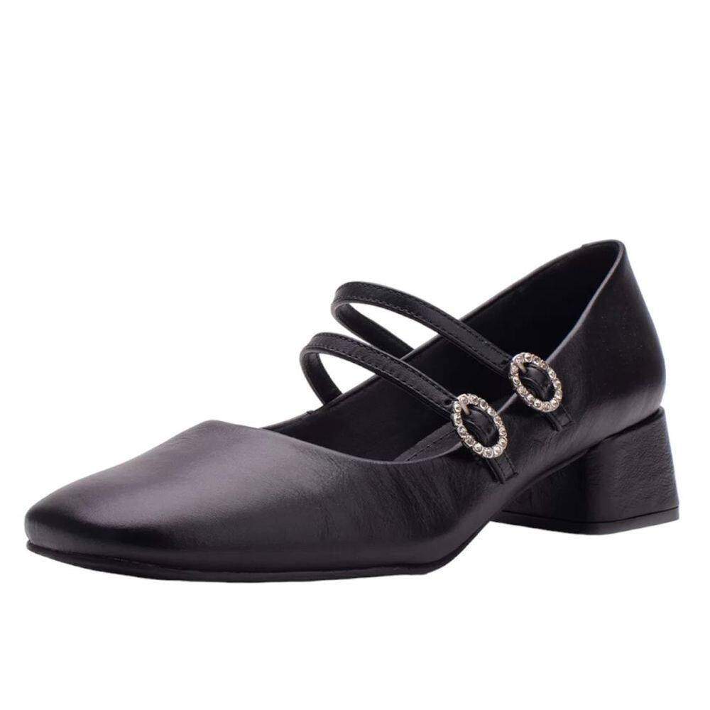 Sapato Boneca Couro Salto Bloco Lia Line + Natália Toscano - 34 - Preto
