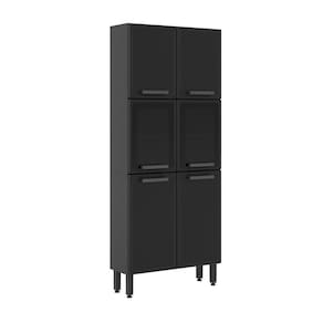 Armário De Aço 80cm 6 Portas 2 Vidros Linha Estilo Bertolini Grafite