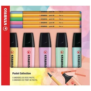 Caneta Marca Texto Stabilo 5 Boss Pastel 5 Point Kit PM