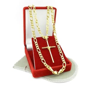 Corrente Masculina 60Cm 5Mm Cruz Folheado Ouro Cr395