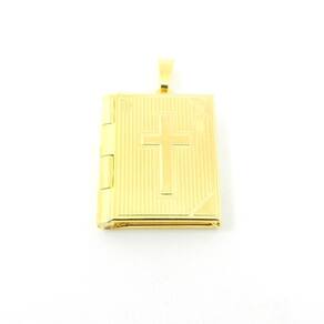 Pingente Relicário Livro 25Mm Folheado Ouro Pi203