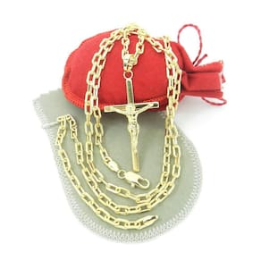 Corrente Masculina 80Cm 4Mm + Cruz Folheada Ouro Cr626