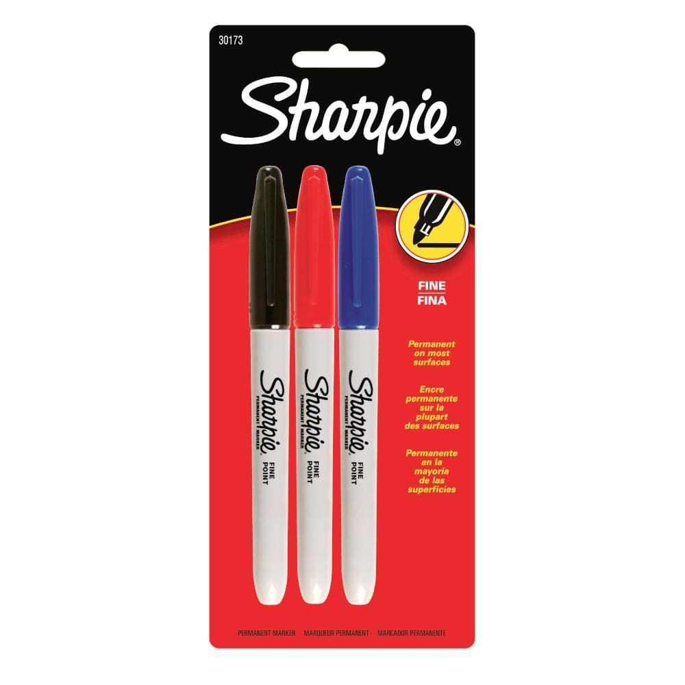 Marcador Permanente Sharpie Ponta Fina 3 Cores Básicas