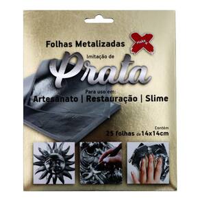 Folhas Metalizadas Make + 14X14Cm 25 Folhas Prata
