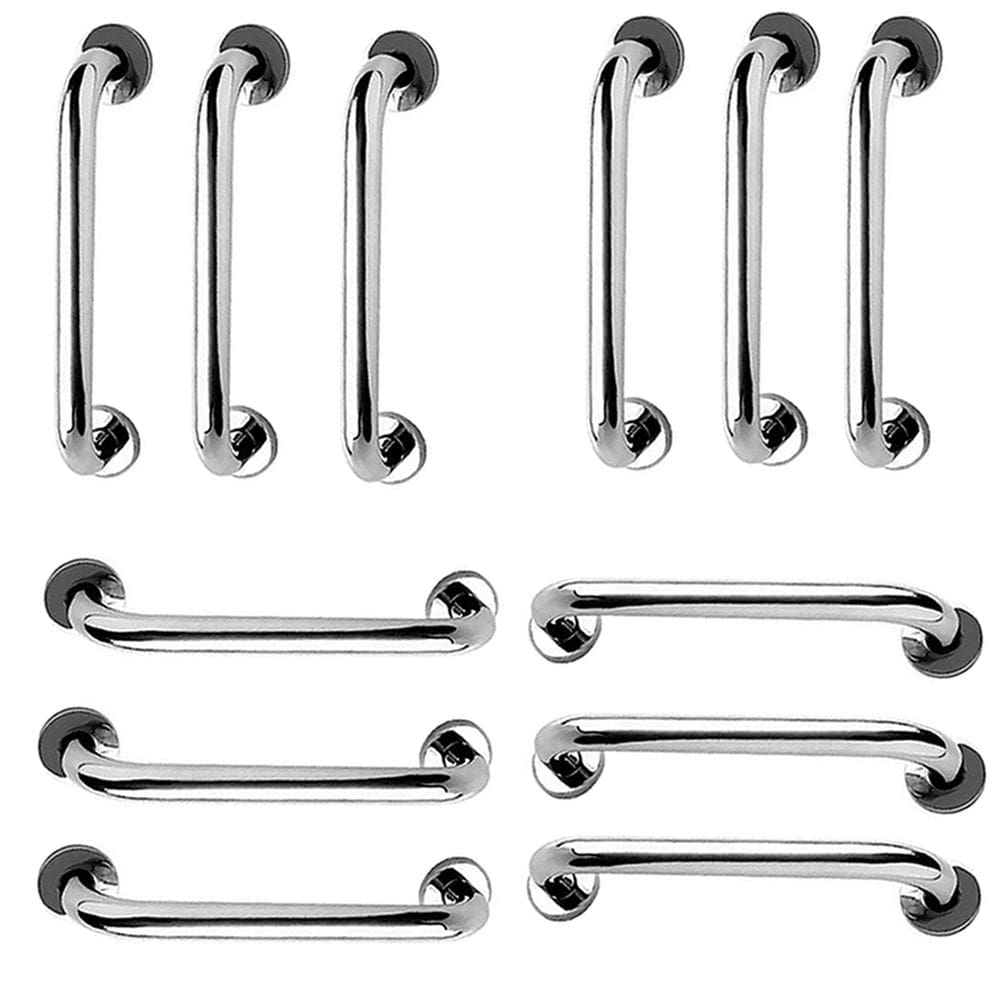 Alça de Apoio 30cm Inox Kit 12 Unidades Idoso Banheiro Box Cadeirante Gravida Barra de Segurança Corrimao Resistente Suporte Acessibilidade