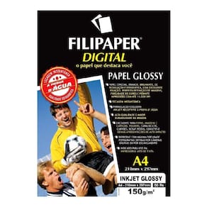 Papel Fotográfico A4 Filipaper 150G Inkjet Glossy 10 Folhas