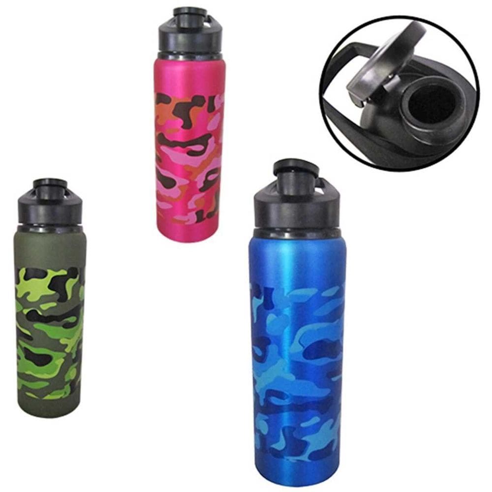 Garrafa Squeeze Esporte Aluminio Camuflada Fosca Cores 750Ml