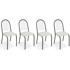 Cadeira Sala de Jantar Noruega 2C077 Kit 4 Un Preto Fosco/Courano Branco - Kappesberg