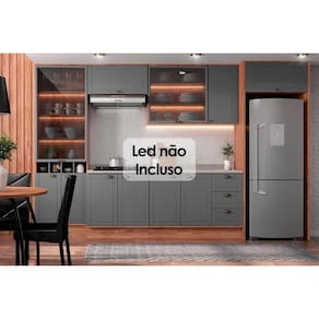 Cozinha Completa Bella 9 Peças (3Aéreos+2Balcões+1Cristaleira+3Complementos) C9P53 Nogal/Cinza - Carraro