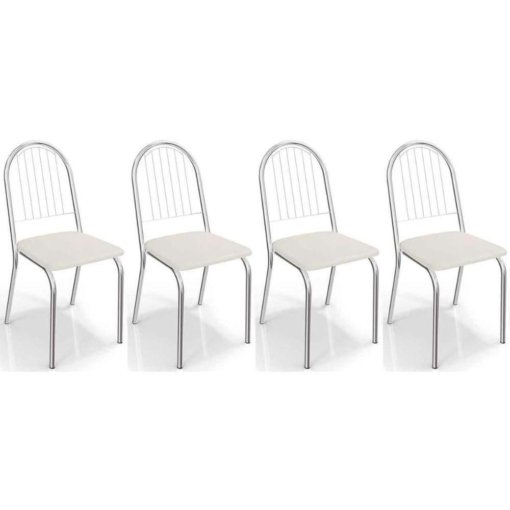 Cadeira Sala de Jantar Noruega 2C077 Kit 4 Un Cromada/Branco 106 - Kappesberg