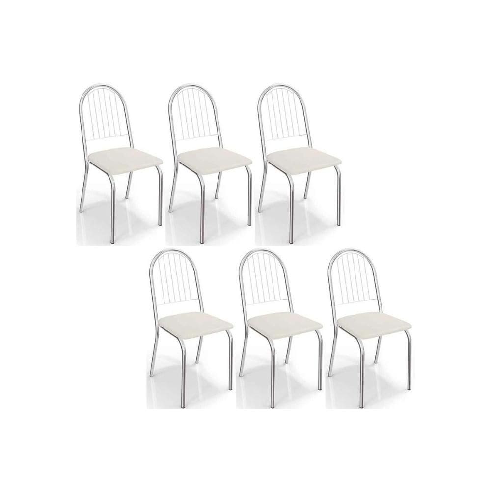 Cadeira Sala de Jantar Noruega 2C077 Kit 6 Un Cromada/Branco 106 - Kappesberg
