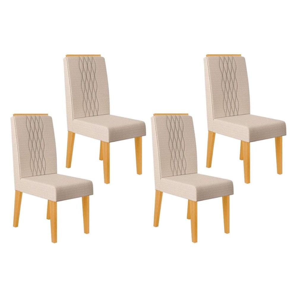 Cadeira Sala de Jantar Lia Kit 4 un Cedro/Linho Neve - DJ Móveis