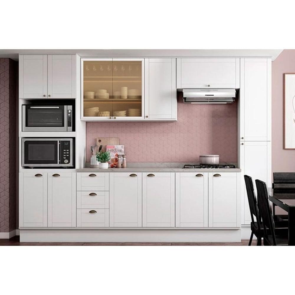Cozinha Completa Bella 7 Peças (2Aéreos+2Balcões+1Paneleiro+1TorreQuente+1Complemento) C7P198 Branco - Carraro