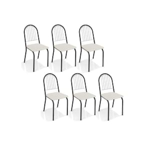 Cadeira Sala de Jantar Noruega 2C077 Kit 6 Un Preto Fosco/Courano Branco - Kappesberg