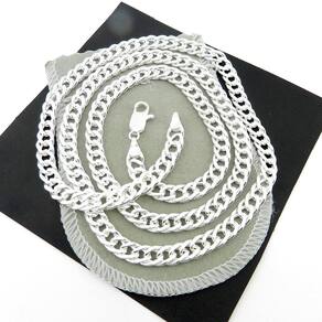 Corrente Masculina 70Cm 6Mm Largura Folheada Prata Cr360
