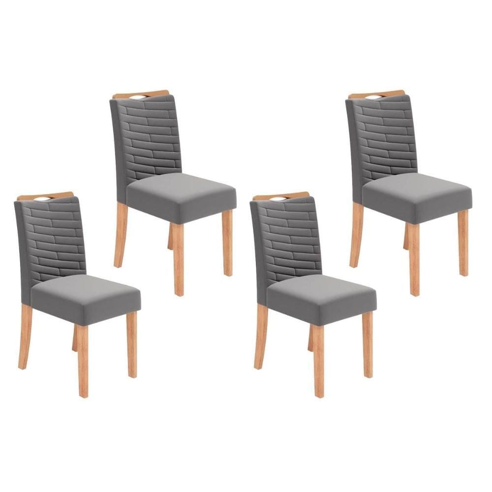 Cadeira Sala de Jantar Julia Kit 4 un Cedro/Suede Lunar - DJ Móveis