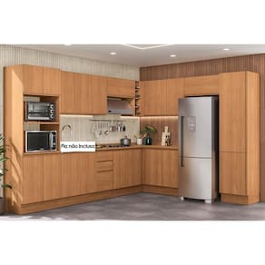 Cozinha Completa Ciela 14 Peças (5Aéreos+4Balcões+2Paneleiros+3Complementos) C14P80 Canela - Kappesberg