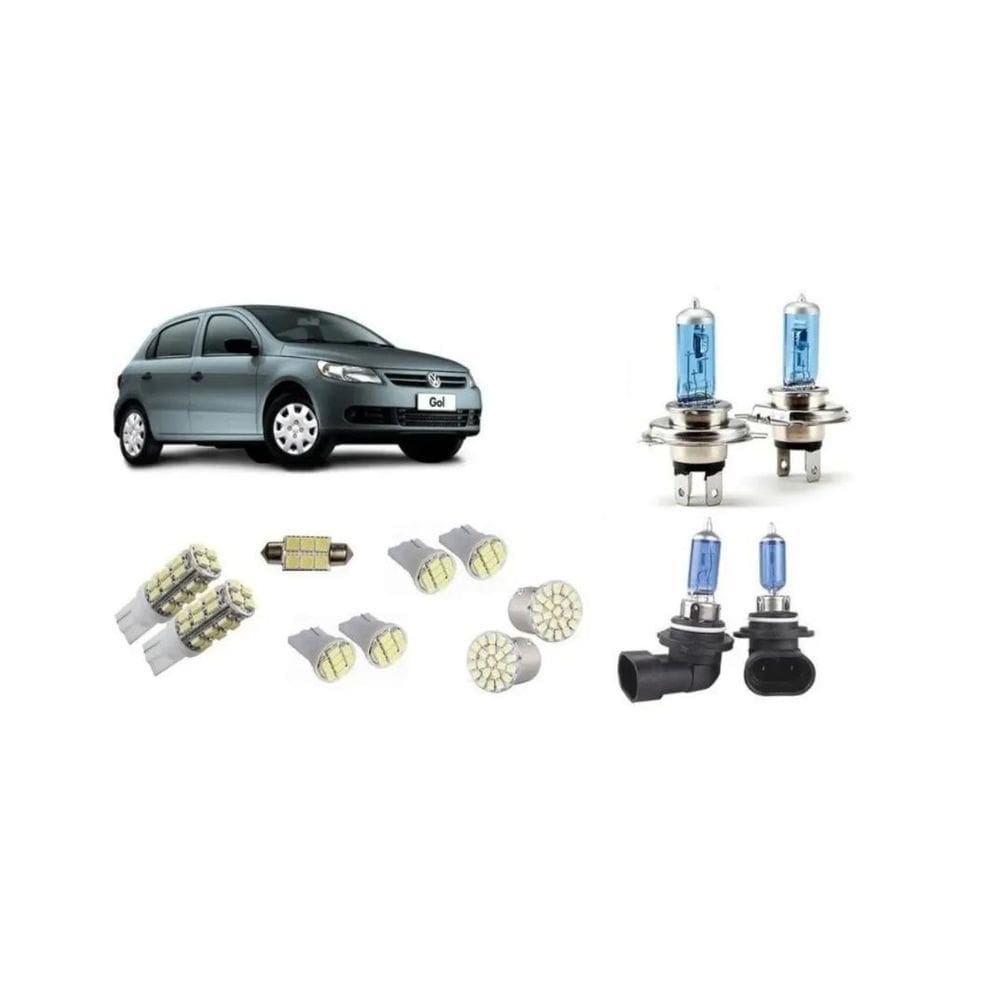 Kit 13 Lampadas Brancas Farol + Milha + Leds Gol G5 Simples