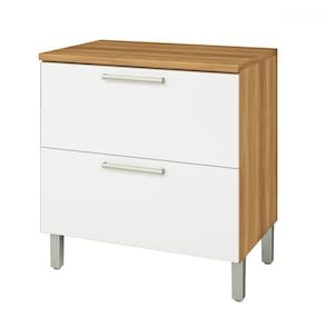 Balcão de Cozinha 80 Cm Burguesa Premium 1 Porta 1 Gaveta 100% Mdf Amadeirado Freijó/Branco - Nesher