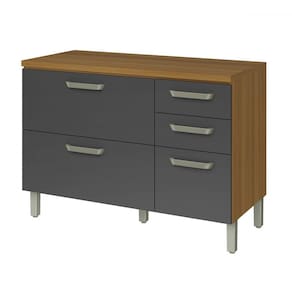 Balcão de Cozinha Princesa 2 Portas 3 Gavetas 100% Mdf Freijó/Grafite - Nesher