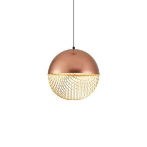 Lustre Pendente Nordecor Rezi 2933 25cm Cobre - Dourado Brilho Led Bivolt